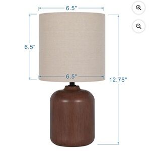 12.75” Traditional Faux Wood Table Lamp with Oatmeal Linen Shade